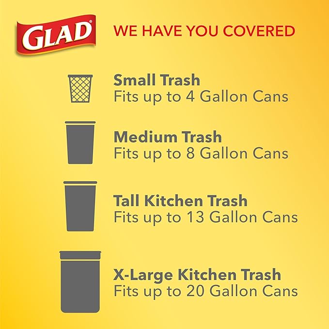 Glad Medium Trash Bags, 8 Gallon, Fragrance Free Garbage Bags With Drawstring, 26 Count