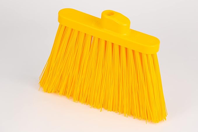 SPARTA 41083EC04 Plastic Color Coded Broom, Unflagged Bristles, Long Broom With Angled Head For Small Debris Cleaning, 56 Inches, Yellow, (Pack of 12)
