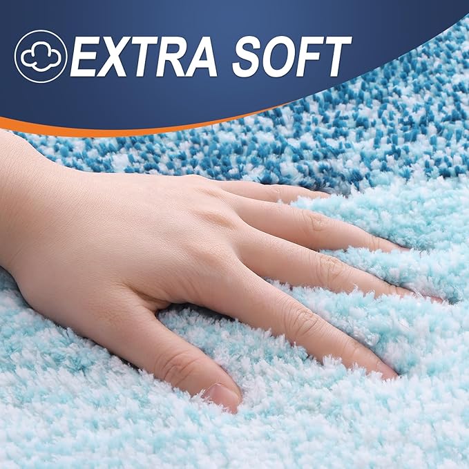 OLANLY Bathroom Rugs Mat 34x21, Extra Soft Absorbent Microfiber Bath Rugs, Rubber Backing, Quick Dry, Washable Bath Mats for Bathroom Floor, Tub and Shower, Home Decor Accessories, Peacock Blue