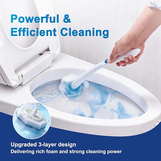 30pcs Toilet Cleaner Refill Pads for Clorox Wand, Upgrade 3-Layer Toilet Scrubber Refills, Premium toilet of wand refills, Won't Fall Apart, Safe On Porcelain