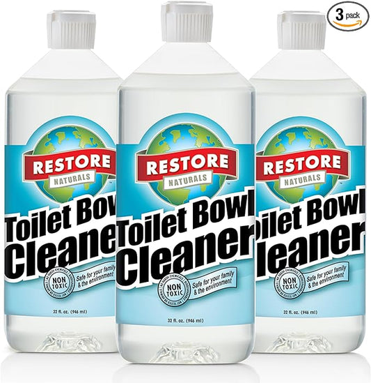 Restore Naturals Non Toxic Toilet Bowl Cleaner - 32 Fl Oz - Plant Based | Septic Safe | Biodegradable - For Porcelain, Ceramic, & Tile - 3 Pack
