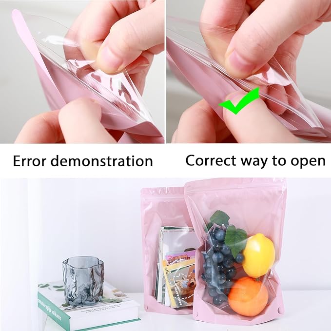 150 Pcs 4x6 Mylar Bags for Food Storage Mylar Bags with Window Stand Up Pouches Small Resealable Smell Proof Bags Freeze Dried Candy Packaging Bulk