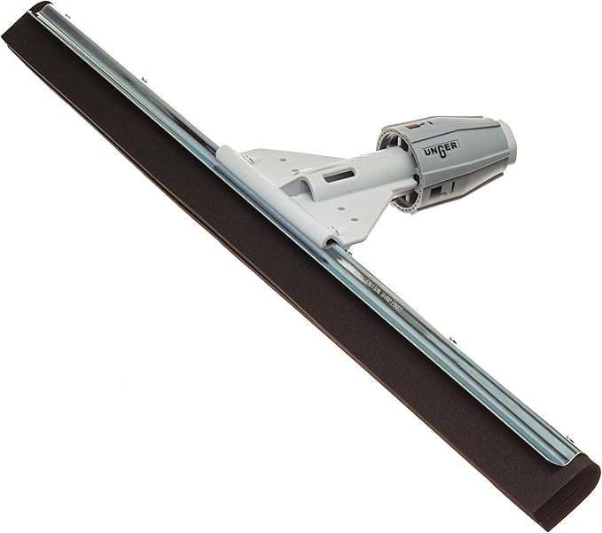 Unger Commercial SmartFit™ WaterWand™ 30" Heavy-Duty Floor Squeegee with 53" Aluminum Handle – Ideal for Removing Water and Dirt from Uneven Surfaces, Grouted Tile, and Non-Slip Flooring HM30K