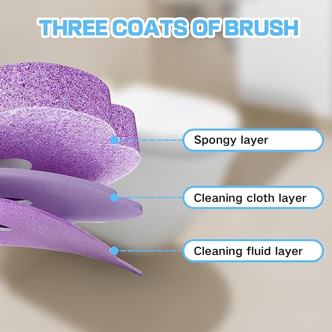 30 PCS Disposable Toilet Brush Refills, Lavender Scented Wand Refill Pads, Replacement Bowl Cleaner Brush Heads for Toilet Bowl Deep Cleaning