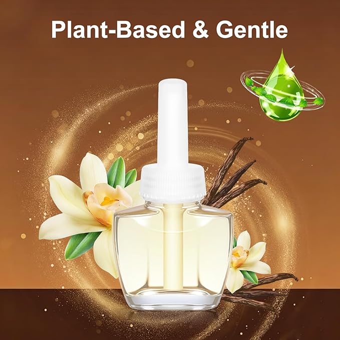 Plug In Air Freshener Refills for Home, Vanilla Scent for Kitchen & Bathroom, Office, 6 Count Plug Refills, Compatible with Air Wick & Glade, Not Include Glade Plus