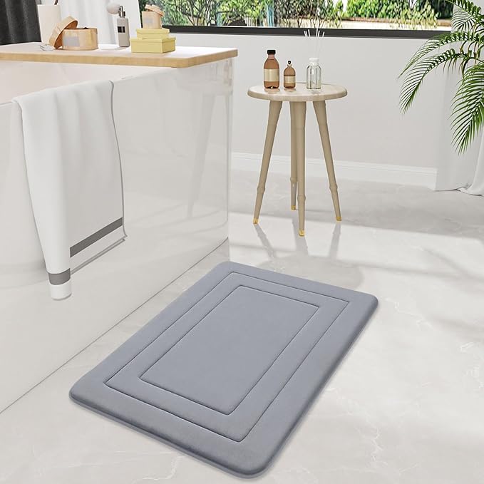 Arotive Memory Foam Bathroom Rug Mat 30x20, Ultra Soft and Absorbent Bath Mat, Machine Wash Dry, Comfortable Bath Rug Carpet for Bathroom Floor, Tub and Shower, Medium Grey