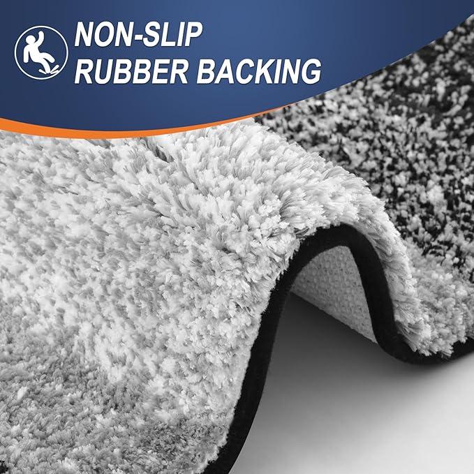 OLANLY Large Bathroom Rugs Mat 45x27, Extra Soft Absorbent Microfiber Bath Rugs, Rubber Backing, Quick Dry, Machine Washable Bath Mats for Bathroom Floor, Tub and Shower, Home Decor Accessories, Black