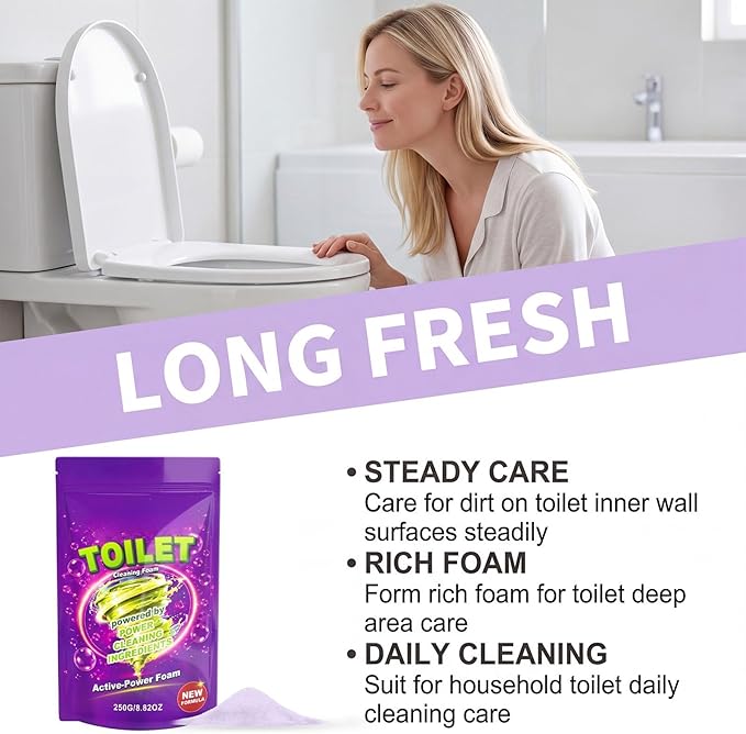 Ultra Foaming Toilet Cleaner Powder Pouches Self-Activating Cleaning Foam Easy Deep Clean for Home & Bathroom ﻿ (Water Lily)