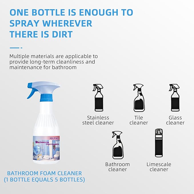 All Purpose Cleaner, Grout Cleaner for Tile Floors, Soap Scum Remover for Shower, Bathroom Descaler Foam Spray, Suitable for Toilet, Bathtub, Wall, Etc, 1PCS