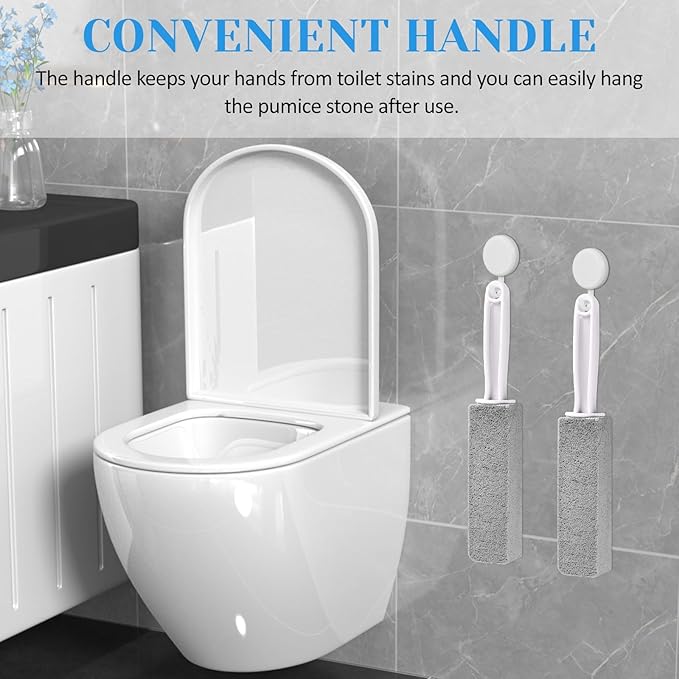 4 Pack Toilet Pumice Stone with Handle,Pumice Stone Toilet Bowl Cleaner,Suitable for Removing Limescale and Cleaning Toilets, Swimming Pools, Bathrooms, and Sinks