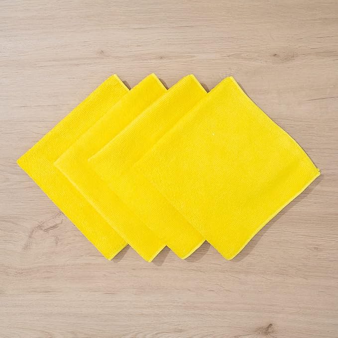 Restaurantware Clean Tek Professional 16 x 16 Inch Cleaning Cloths 100 Lint Free Microfiber Towels - Highly Absorbent Non Abrasive Yellow Microfiber Cleaning Rags Reusable For All Purpose Use