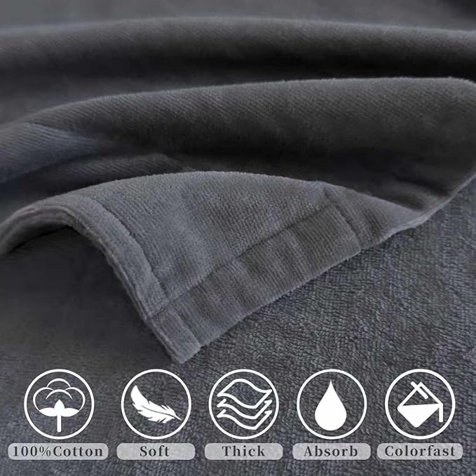 VOOVA & MOVAS Towel Robe for Men Women,Premium 100% Cotton Terry Shawl Collar Super Absorbent Unisex Bathrobe, Ideal Bathroom Robe,Gray