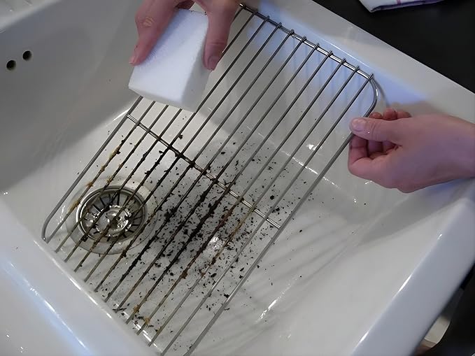 Compac Home Magic-Stone Kitchen Cleaner Scrub - 2-Sided Scouring Brick/Sponge, Easily Removes Stubborn Grime, Grease, Food from Oven Trays, Pans, Cookie Sheets, 1 Count