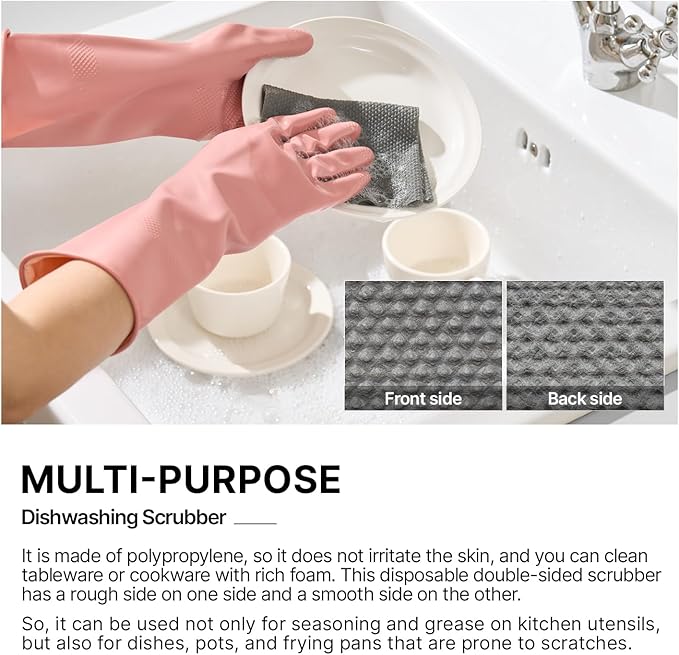 Saeng Hwal Gong Jag So Dishwashing Disposable Scrubber 60 Sheets * 2 Rolls | Dish Scouring Pad | Daily Disposable Scrubber Dish Towel | Multipurpose for dishwashing | Camping Dishwashing Toewel (Gray)