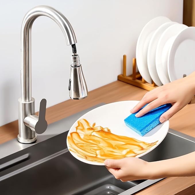 VEVOR Sponges, 12 Pcs Durable Natural Kitchen Sponges with Cellulose & Scrub Pad, Easy-to-Rinse Cleaning with Honeycomb Structure & Quick Water Absorption, Fit for Home Cleaning