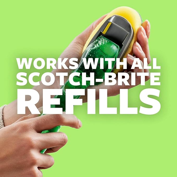 3M Scotch-Brite Soap-Dispensing Dishwand, 2.5 X 9.5, Yellow/green, 4/carton