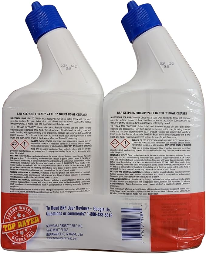 Bar Keepers Friend Toilet Bowl Cleaner 24oz Household Value Twin Pack