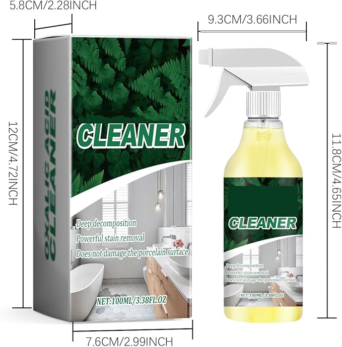 Oxalic Acid Cleaner, Oxalic Acid Powerful Stain Cleaner, Powerful Stain Removal Spray for Bathroom, Multi-Surface, Deep Cleaning, for Floor Countertop and Toilet (2pcs)