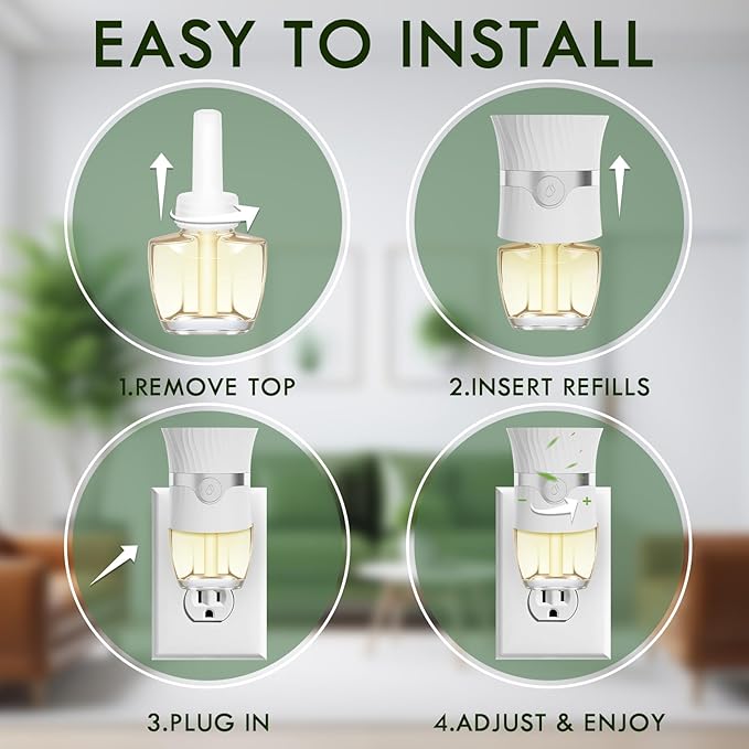 Plug in Air Freshener Refills – 12 Pack (7.92 Fl Oz), 3 Scents: Lavender, Linen & Vanilla – Compatible with Air Wick & Glade, Not Include Glade Plus – Wall Plug In Refills for Home, Bathroom
