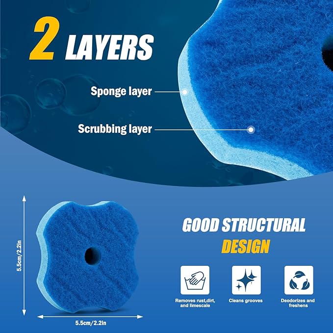 50PCS Toilet Bowl Wand Refills, Replacement Heads for Bathroom Washroom Cleaning Pads, Disposable Toilet Brush Refills Compatible with Household Brushe Scrubber Cleaning Refill Pack Ocean Fresh Blue