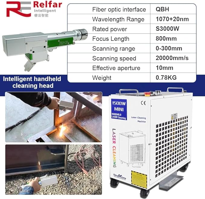 US Stock Laser Cleaning Machine 1500W/2000W Single Pendulum Rust Removal Cleaning Oil Paint for Metal Cleaning Width 300MM Rust Removing Machine Laser Cleaner Machine 220V(2000W)