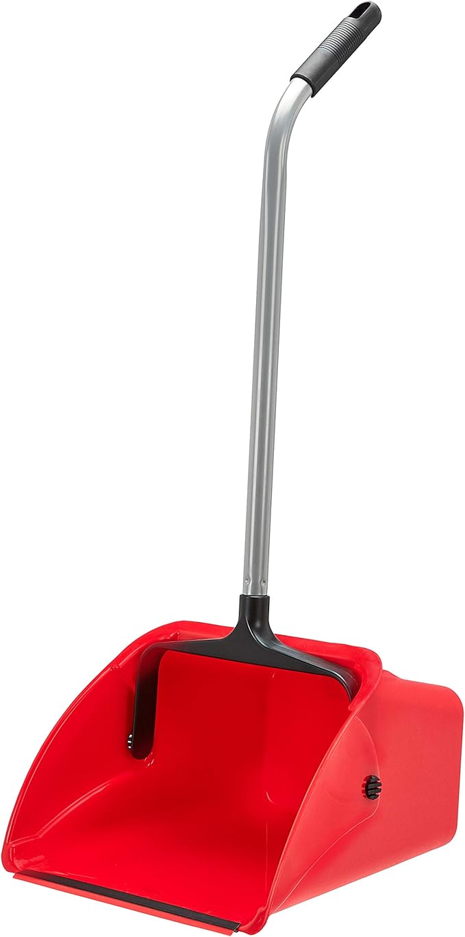Amazon Basics Jumbo Lobby Dustpan, Indoor Outdoor Use, 6-Pack, Red