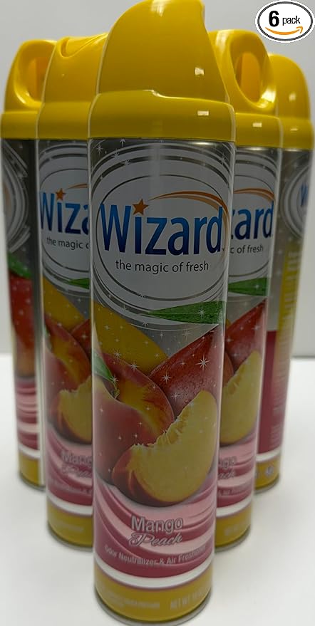 Wizard The Magic of Fresh | Odor Neutralizer & Air Freshener - 10 Oz. Mango peach (Pack of 6) (Packaging May Vary)