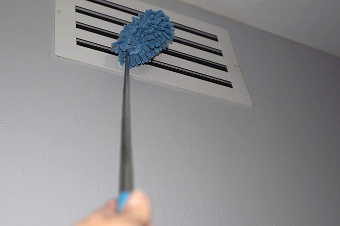 Telescopic Duster, Bendable Microfiber Duster with Extendable Handle, Extend Your Reach up to 6.5', Assorted Colors - Blue/Gray, Pack of 2