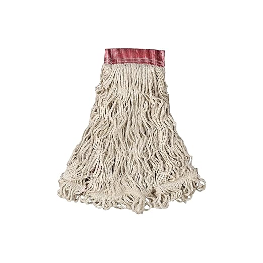 Rubbermaid Commercial Products Swinger Loop Mop Head Replacement, 5-Inch Headband, White, Heavy Duty Cotton/Synthetic Industrial Wet Mop for Floor Cleaning Office/School/Stadium/Lobby/Restaurant