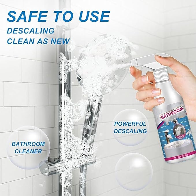 Bathroom Descaler Foam Cleaner, 2025 New Bathroom Descaler Cleaner, Stubborn Stains Cleaner, Limescale Cleaner, All Purpose Rinse Free Cleaning Spray for Bathtub, Sink, Toilet, Tiles (2Pcs)