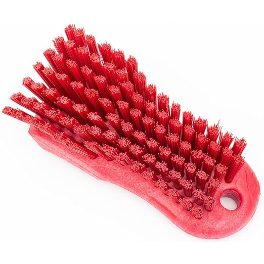 SPARTA Plastic Cutting Board Scrub Brush with Hanging Hole for Washing Cutting Boards, 6 Inches, Red, (Pack of 6)