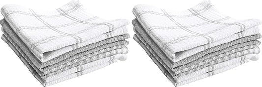 T-Fal Premium Waffle Dish Cloths: Highly Absorbent,Super Soft Long Lasting - 100% Cotton,12"x13" Flat Waffle Dish Towel for Cleaning & Drying Dishes,Grey,(Pack of 8)