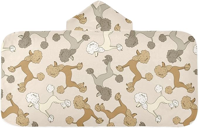 susiyo Kids Hooded Bath Towel Colorful Poodle Dogs Beach Towel for Kids 23.5 x 50 Inch Microfiber Soft Absorbent Quick Dry Bath Swim Pool Towel Wrap Poncho Bathrobe with Hood for Kids Toddler