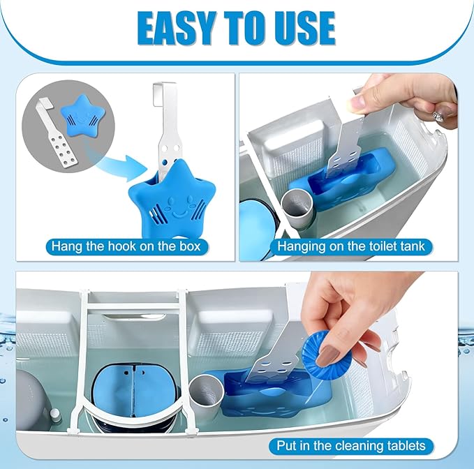 Toilet Tank Tablet Holder, Blue Star Shaped Hanging Toilets Bowl Tablet Holder for Preventing Dissolved Residue From Polluting Water Tank(2Ps)