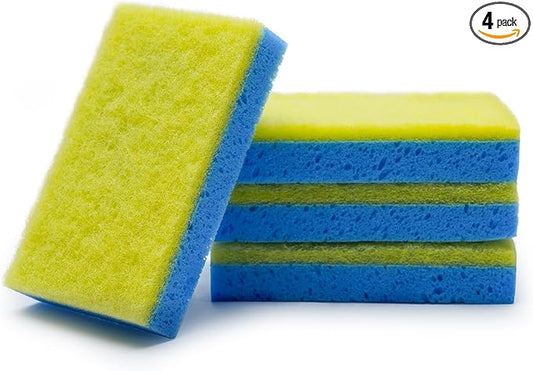 S.M. Arnold Scrub Away™ Plus Sponges, 4-Pack - 3" x 5" Non-Abrasive Dual-Sided Cleaning Tool for Car Detailing, Home & Office, Safe on Leather & Paint, Efficient Grime Removal