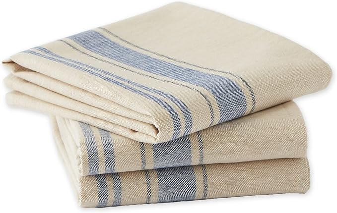DII French Stripe Dishtowels, Kitchen Collection, 20 x 30 (Set of 3), Nautical Blue