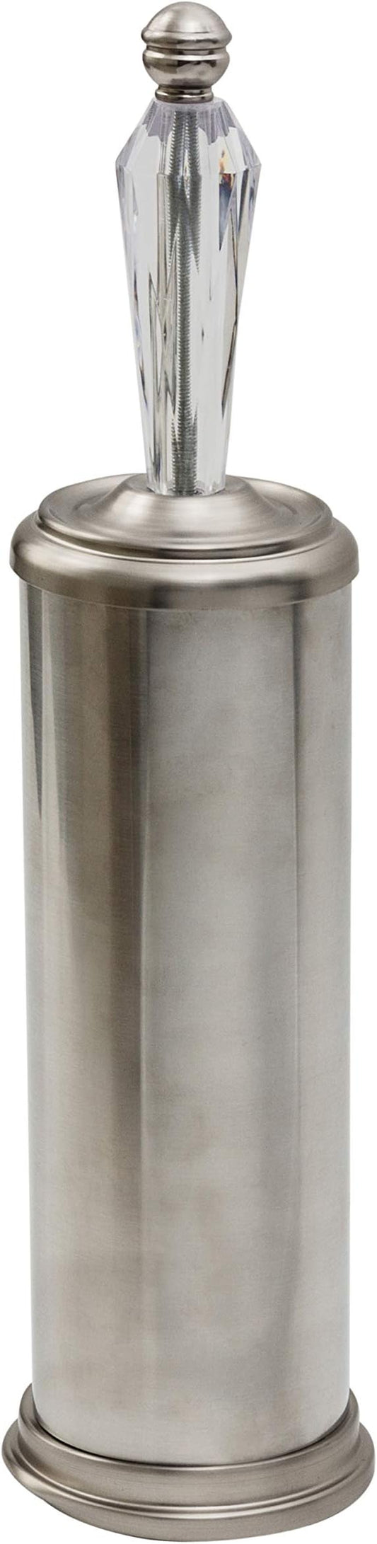 Splash Home Tammy Stainless Steel Toilet Brush with Holder, Bowl Scrubber with Durable Cleaning Bristles, Hidden Brush with Splash Protective Disc Design - Satin