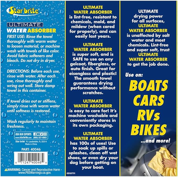 STAR BRITE SuperSorb Smooth Synthetic PVA Wipes (040046P)