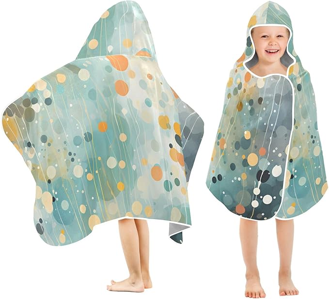 Hooded Towel for Kids Abstract Circles Pattern Beach Wrap Bath Towels 50x23.5in