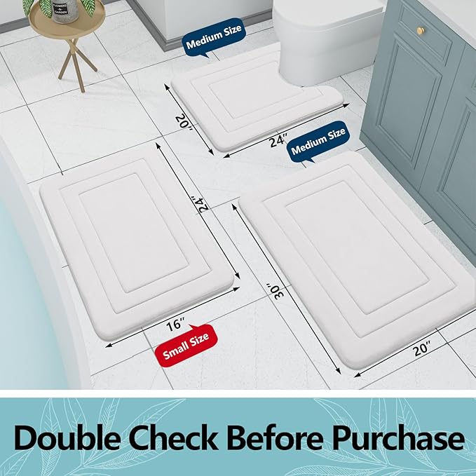 Arotive Memory Foam Bathroom Rug Mat 24x16, Ultra Soft and Absorbent Bath Mat, Machine Wash Dry, Comfortable Bath Rug Carpet for Bathroom Floor, Tub and Shower, Ivory