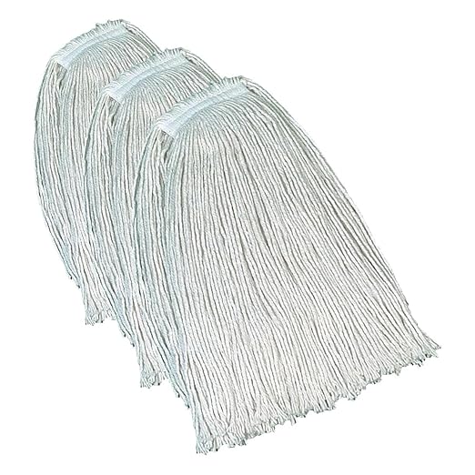 Rubbermaid Commercial FGV11700WH00 Economy Cut-End Cotton Wet Mop Head, 1-inch Headband, 20-Ounce, White (Pack of 3)