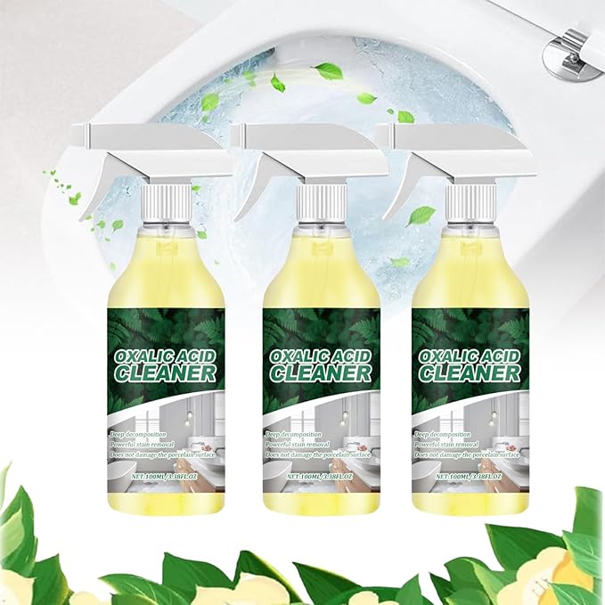 Oxalic Acid Cleaner For Bathroom,Oxalic Acid Cleaner Spray,Oxalic Acid Stain Cleaner,Powerful Stain Removal Spray,Multi-Surface Stain Remover For Bathtub, Porcelain, Tiles (3PC)
