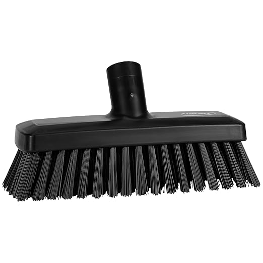 Vikan 70429 Compact Wall/Deck Scrub, 8.9", Stiff, Black