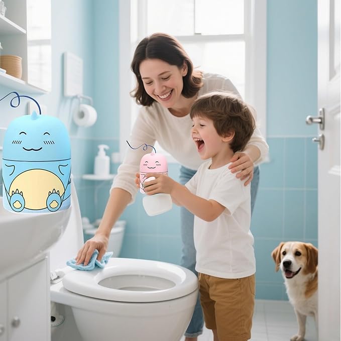 Toilet Cleaner and Deodorizer, Dinosaur-Shaped Crazy Clean Toilet Bowl Cleaner with Rope, Automatic Cleans Toilet Tank to Long Lasting with with Ocean, Jasmine, And Peach Scent (Ocean)