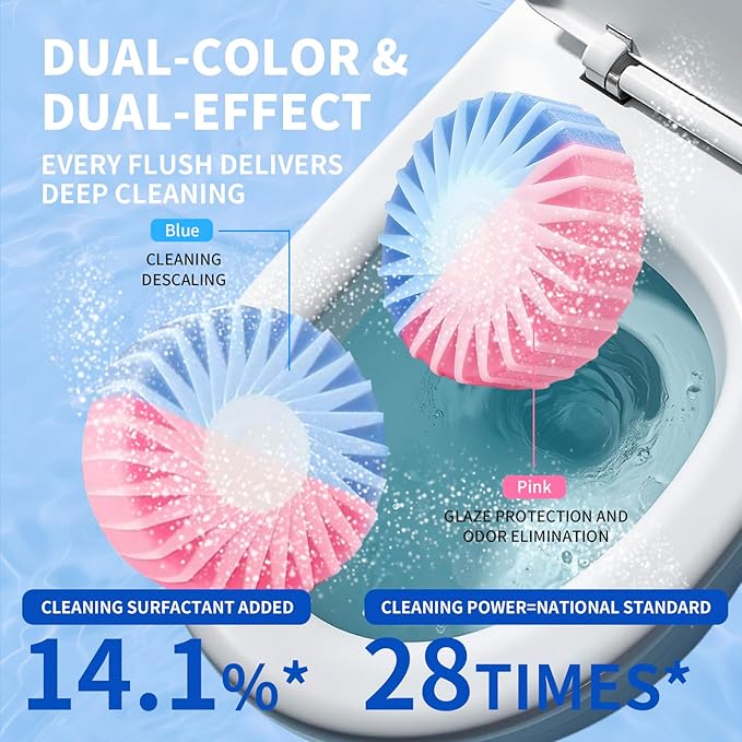 Concentrated Toilet Bowl Cleaner Tablets, Drop-in Tank Cleaner for Bathroom, Fresh White Peach Scent, Prevent Stains & Deodorize, Biodegradable & No Residue, 5 Count, 150g Each