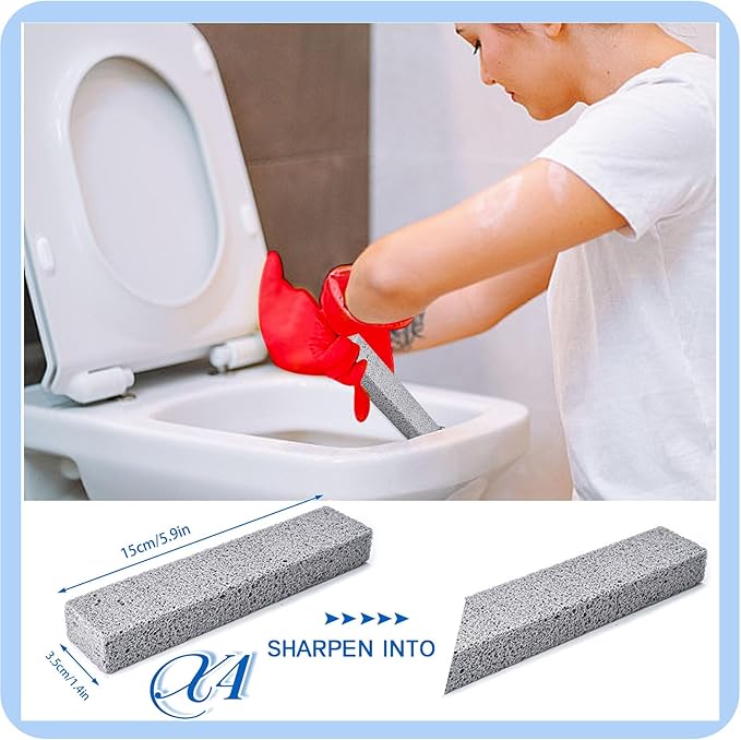 7Pcs Pumice Stone Toilet Bowl Cleaning Brush Set with Long Cleaning Gloves Crevice Brush Powerfully Cleans Stain Hard Water Ring Calcium Buildup Rust for Cleaning Toilet Bathrooms