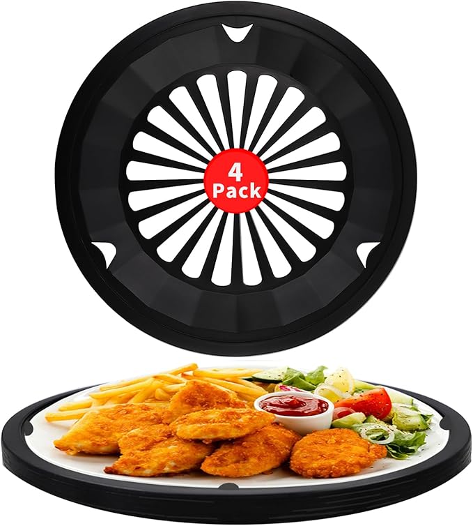 EBIGIC Paper Plate Holders 4 Packs with Snap-in Grooves 10.5 Inch Plastic Paper Plate Holders Reusable Heavy Duty Supports for Picnic Party Dinner Black