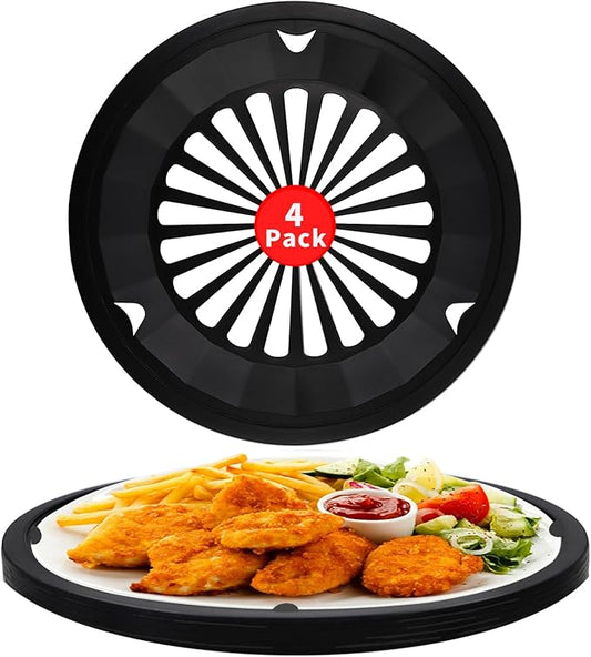 EBIGIC Paper Plate Holders 4 Packs with Snap-in Grooves 10.5 Inch Plastic Paper Plate Holders Reusable Heavy Duty Supports for Picnic Party Dinner Black