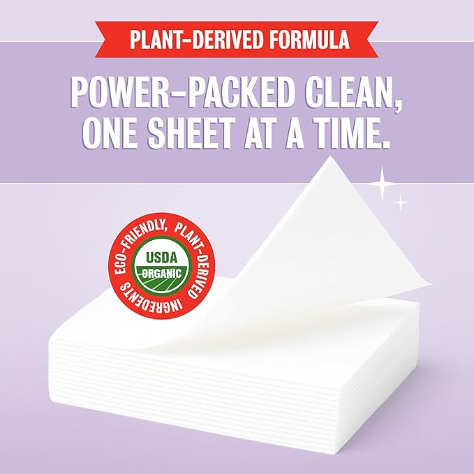 Rebel Green Small But Mighty Laundry Detergent Sheets - Zero Waste Laundry Solution - 40 Pre-Measured Washing Machine Sheets for 80 Loads, Lavender & Grapefruit Scent