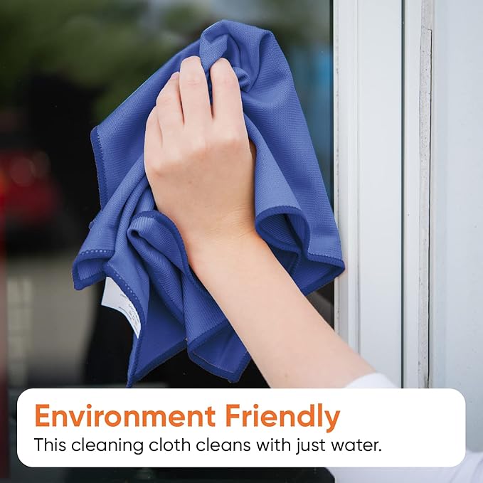 Superio Microfiber Window Cleaning Cloth, Mirror & Glass Miracle Cloth Lint & Streak Free, Washable, Large Eco-Friendly for Cars, Tv Screens, Glasses, Cleans with Plain Water (14x16), 48 Pack